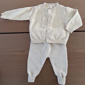 Quincy Mae Cream Knit Cardigan Baby Matching Set